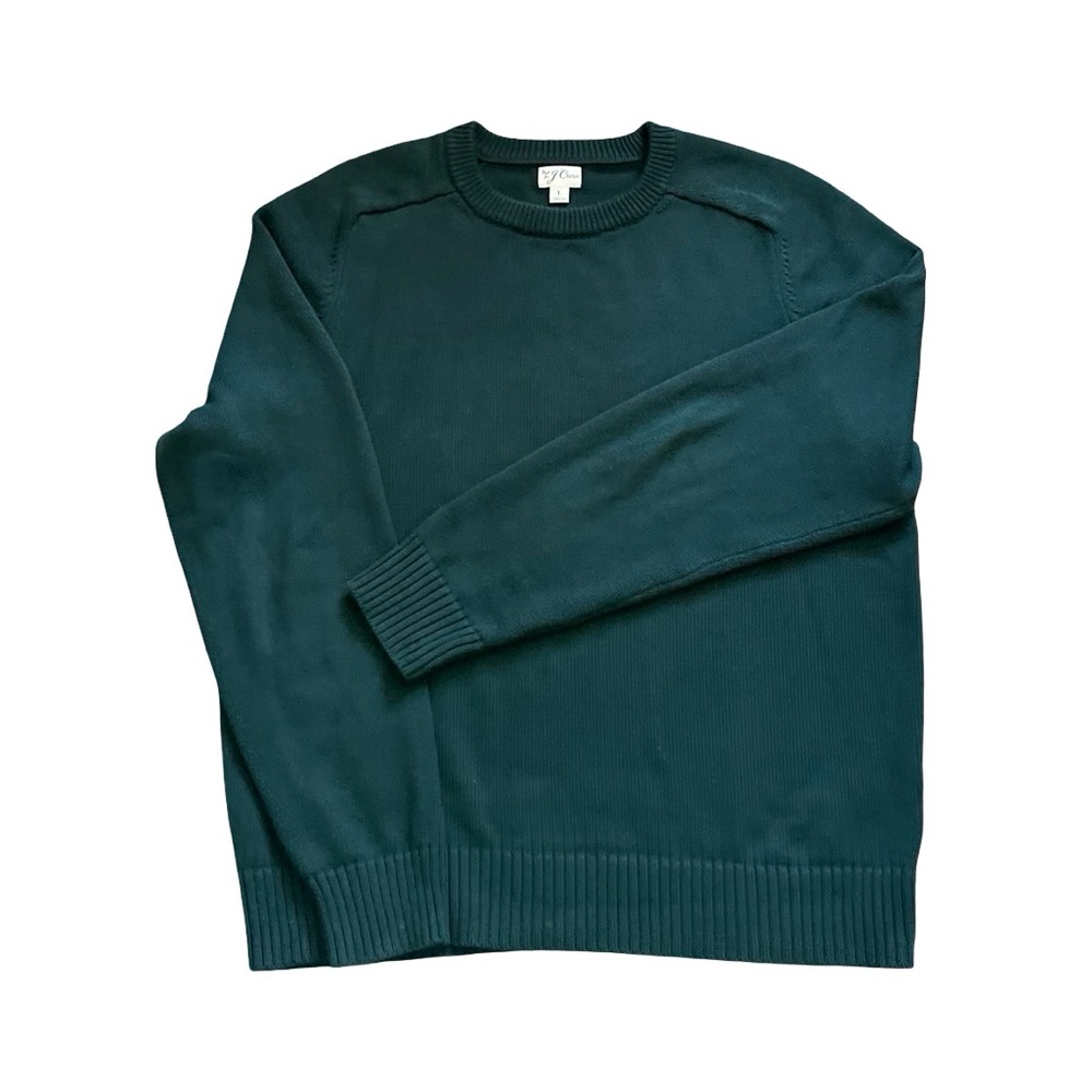 Vtg J. Crew Handknit For Jcrew Cotton Knit Sweater Green Crewneck Fisherman Sz L
